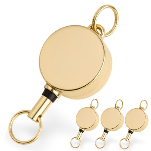 【送料無料】[fogman] 【防犯・携帯アクセサリー専門家監修】 リールキーホルダー キーホルダー キーリール ストラップ 小型 頑丈 伸びる ワイヤー 4個セット