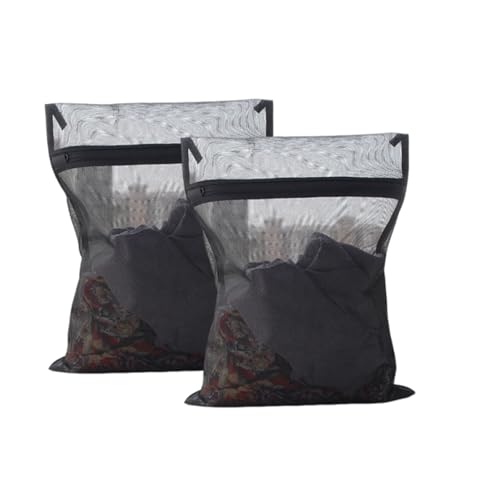 【送料無料】VitalBloom 洗濯ネット 黒 2枚入り ランドリーネット 中 角型 洗濯袋 無蛍光剤 細目 洗濯あみネット 高耐久性のファスナー付き 保護カ...