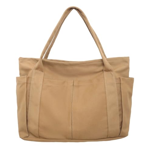 【送料無料】[maytopia] トートバッグ 帆布 キャンバス 大容量 多機能 収納ポケット付き 手提げバッグ ..