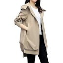 【送料無料】CLAZOLIY マウンテンパーカー レディース ブルゾン フード付き トレンチコート 長め丈 ジャケット 無地 裏地あり 通気 防風 春 秋 CL...