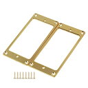 【送料無料】Yibuy 2個入れ ゴールド フラットメタル ハムバッカーピックアップフレーム カバープレート