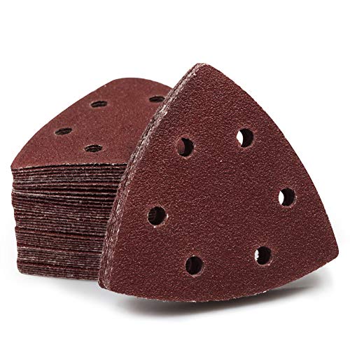 【送料無料】SPEEDWOX サンドペーパー 三角タイプ #80 6穴 マジックサンディングペーパー 90×90mm 50枚セット 木工用 サンダー用