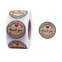 【送料無料】Bowarepro Thank you シール 2.5cm ギフトシール ロールシール(500枚) 丸型 クラフト紙ステッカー シンプル おしゃれ ...