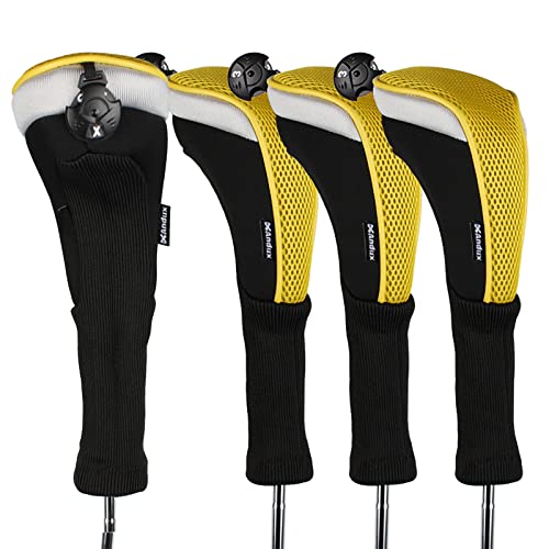 【送料無料】Andux ロングネック ゴルフ ハイブリッド クラブヘッドカバー 交換可能な番号タグ付き 4個セット CTMT-02