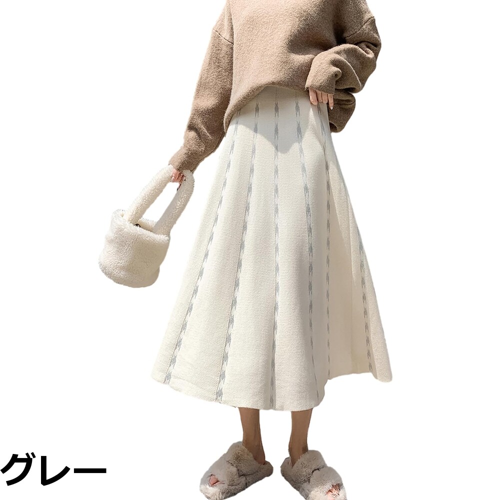 キャスティングドクターショップの【送料無料】[RoyzTocz] スカート レディース ニット ロング スカート ハイウエスト プリーツスカート シンプル ふんわり 着痩せ 大人 ゆったり 体型カバー 普段着 ウエストゴム お洒落 おしゃれ お出掛け 通学 通勤 春 秋冬｜アングル3