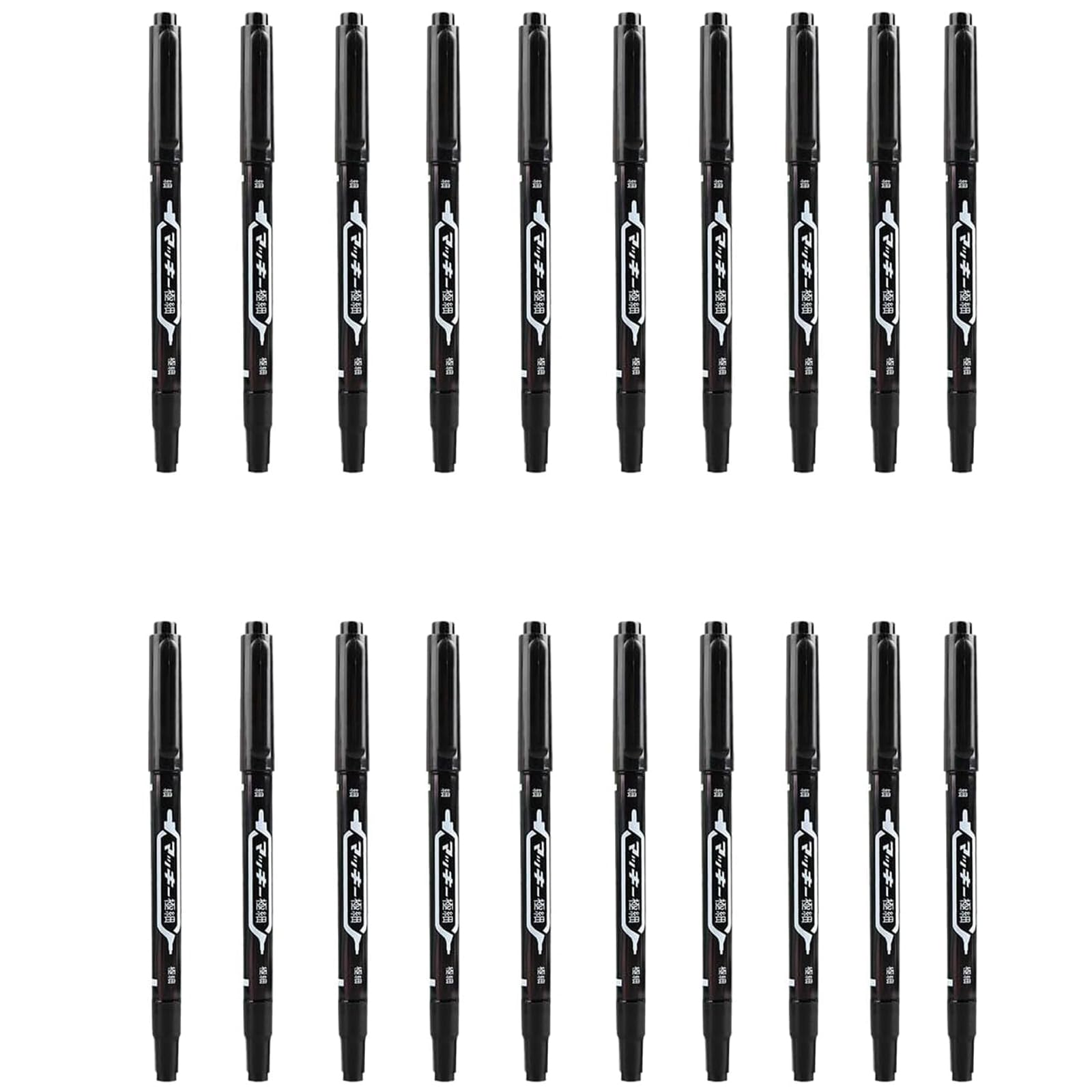 【送料無料】YIBOOOM ダブルヘッド 油性ペン 20本 極細 マッキーケア ぼかしないマーカーペン 耐水インク 速乾 金属 木材 セラミック ガラス 塗り絵 美術 漫画 手帳 (ブラック) 色：ブラック