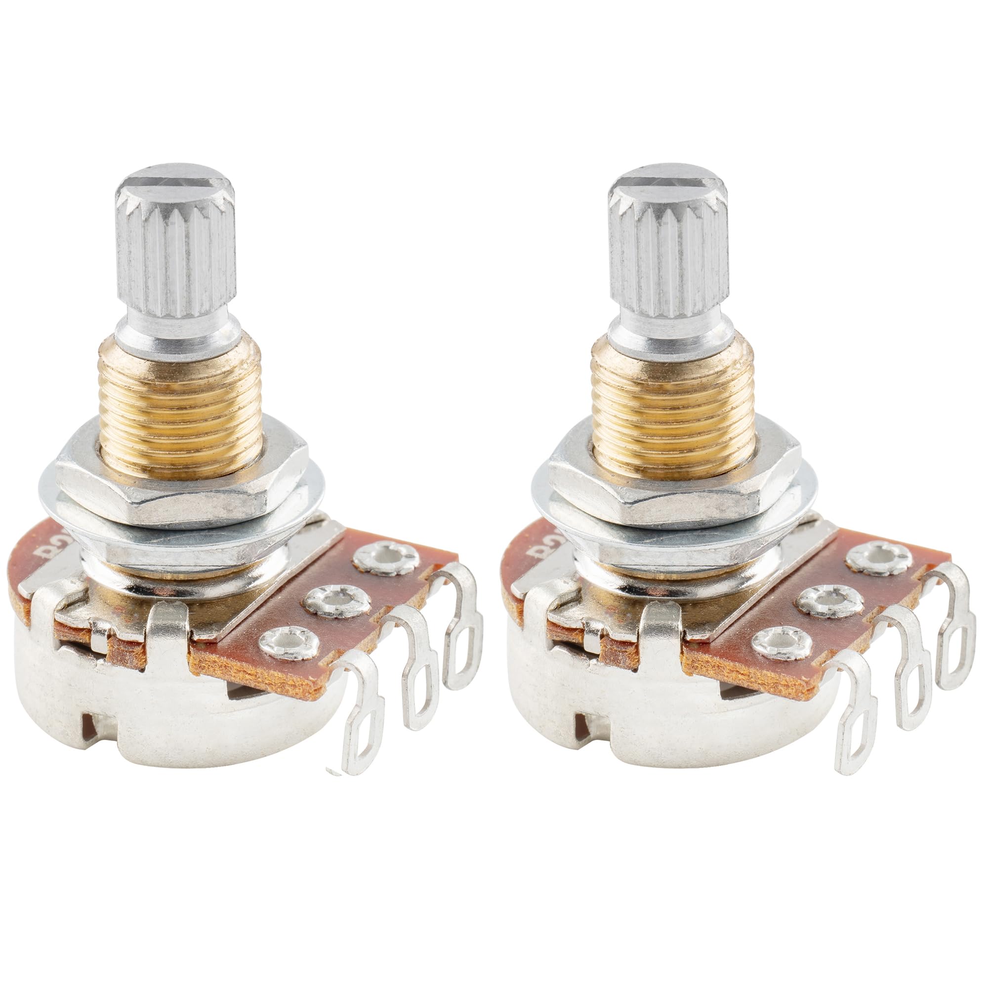 【送料無料】Musiclily Pro ギター ミニポットミリ規格 B25KΩ Aカーブ ブラススレッドエレキギター/ベース用 (2個セット)