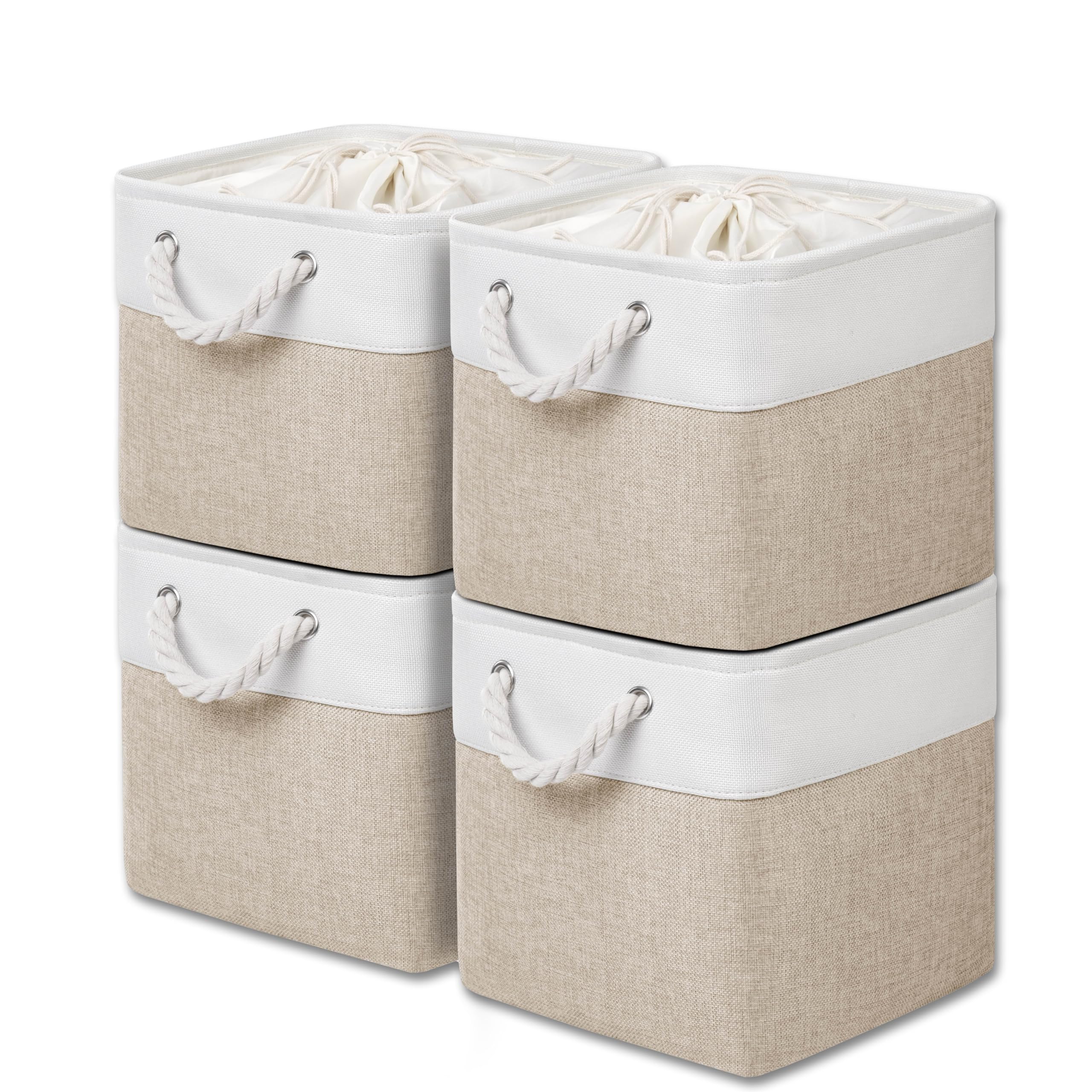 【送料無料】MiyabiLife 収納ボックス 収納バスケット 収納かご 4個セット 幅28×奥行28×高さ28cm 巾着式ふた付き 折りたたみ 大容量 収納ケ...