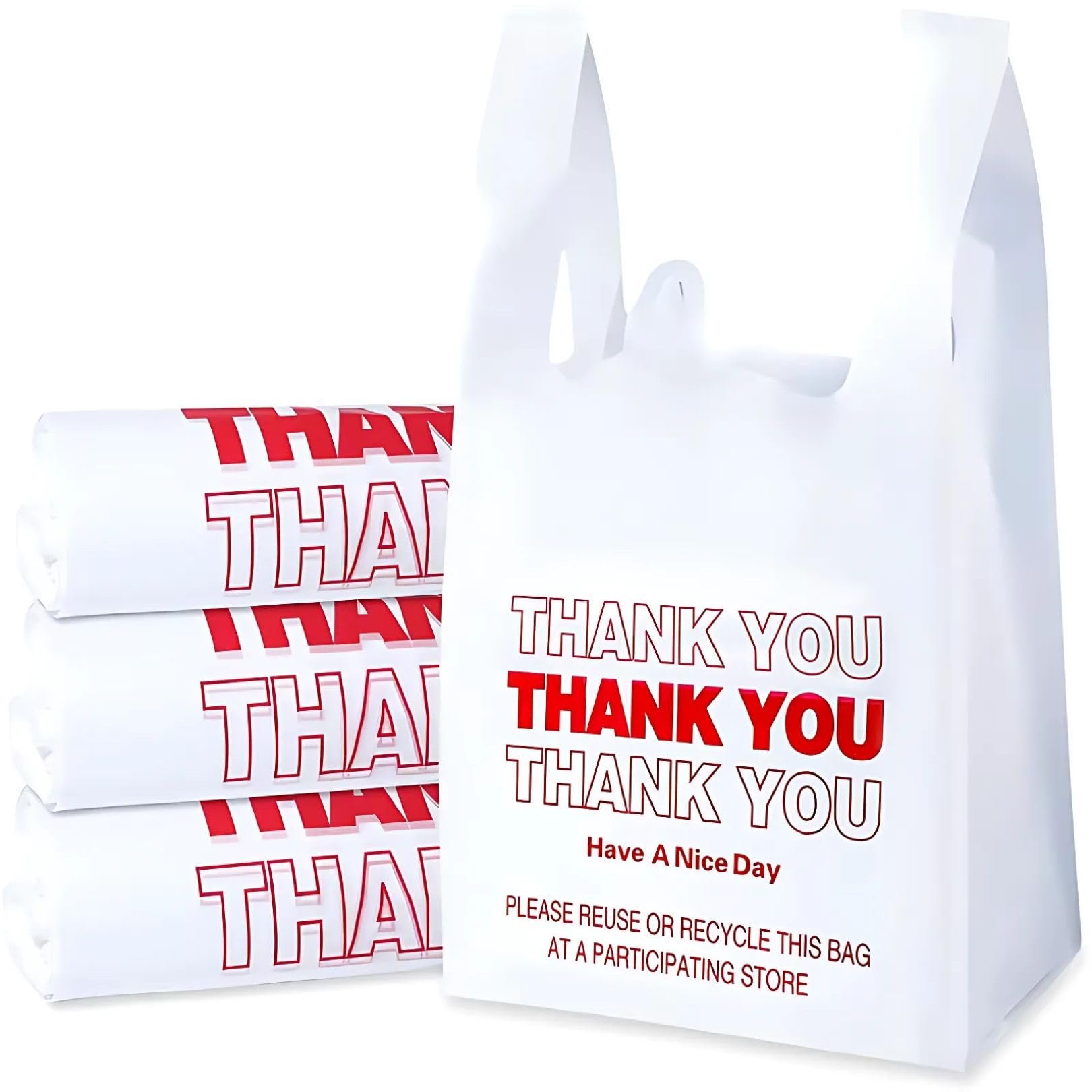 【送料無料】Copeflap 手提げ袋 ビニール袋 レジ袋 thank you 袋 マチ付き 乳白色 56×32cm (100)