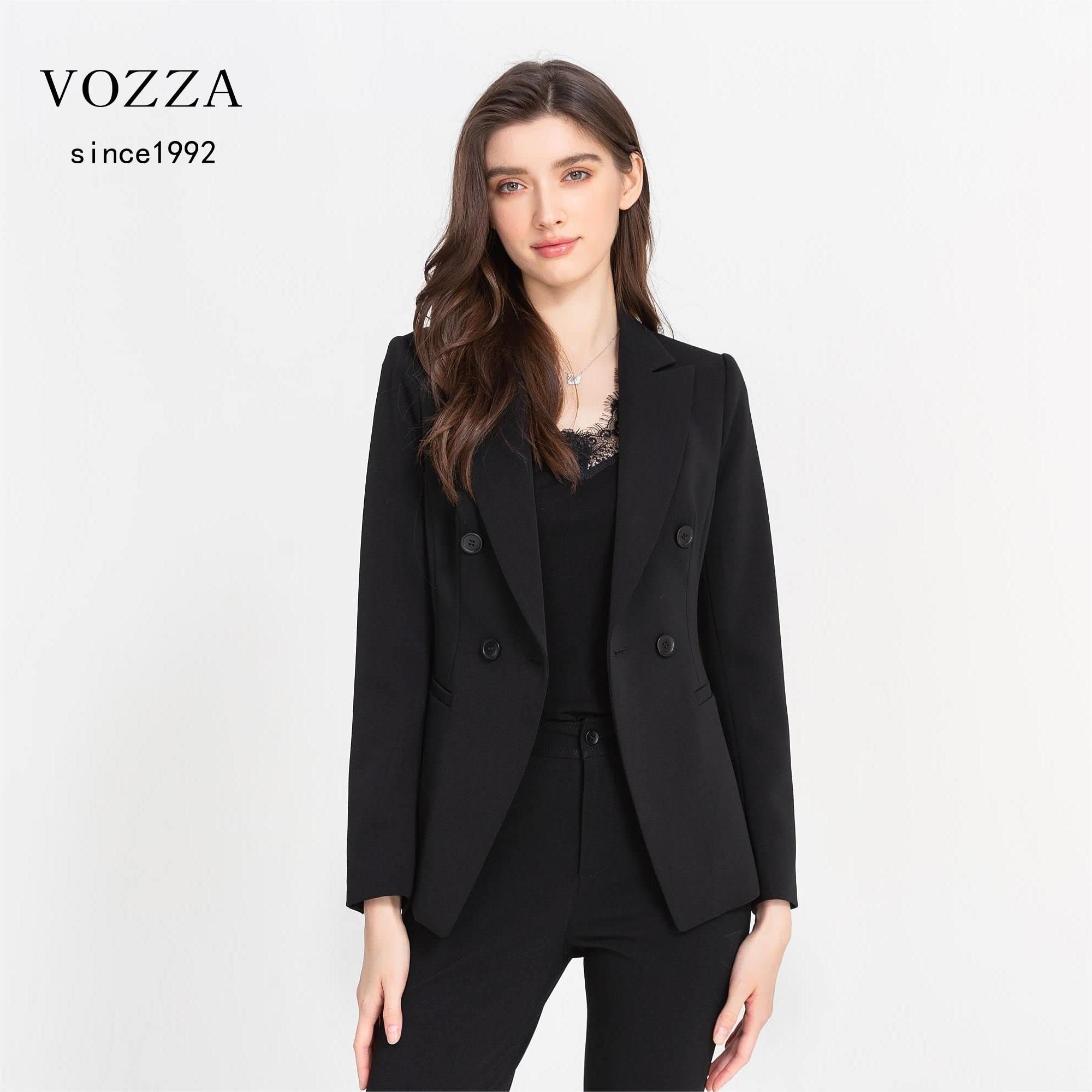 キャスティングドクターショップの【送料無料】[VOZZA] テーラード ジャケット レディース スーツ ブレザー 女性 長袖 ダブルボタン ピークドラペル 裏地付き 無地 上下別売りスーツ 事務 フォーマル オフィス 通勤 就活 面接 ビジネス リクルート 仕事 春 夏 秋 冬｜アングル2