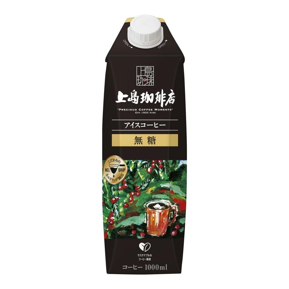 【送料無料】上島珈琲店 アイスコーヒー 無糖 紙パック 1000mlx12本