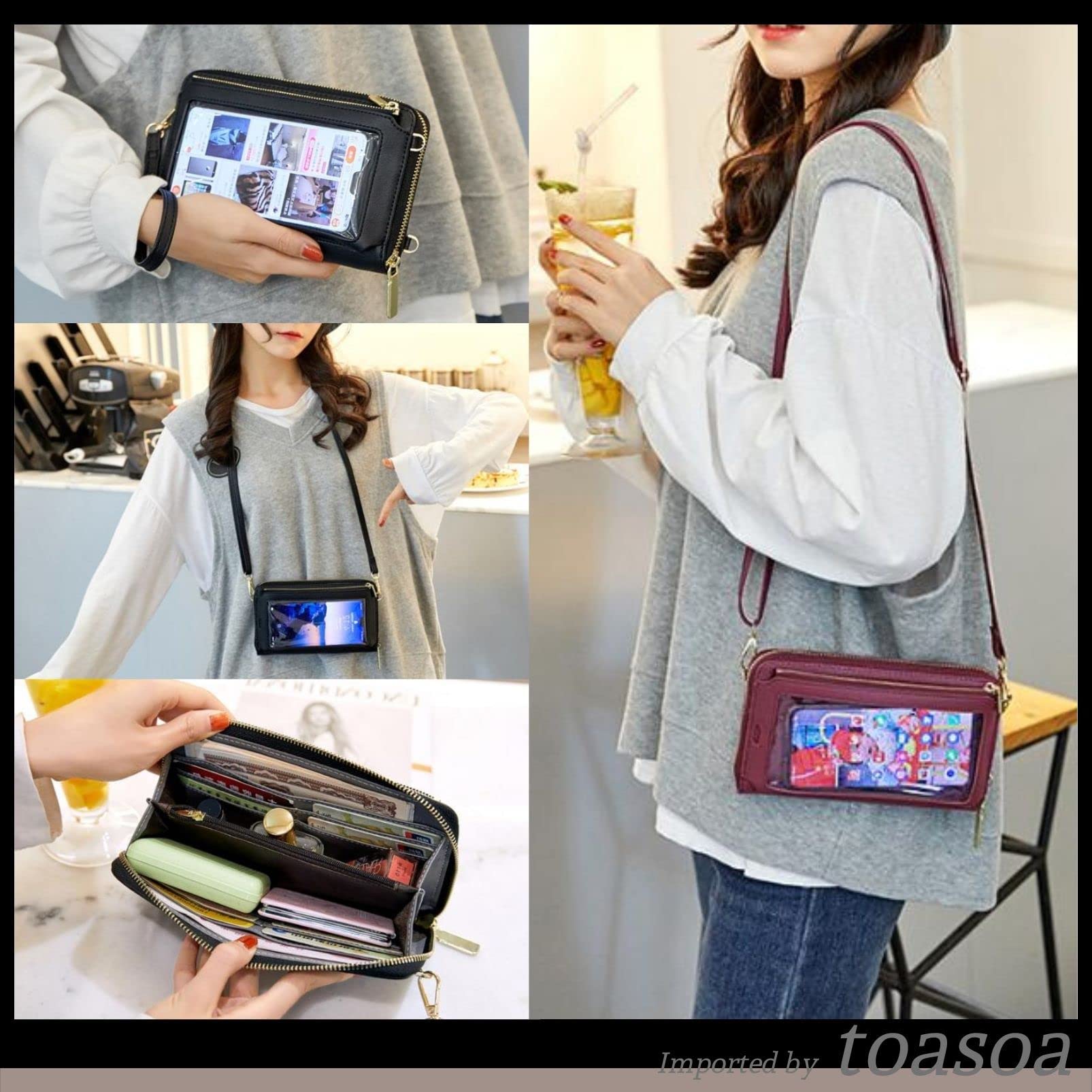 【送料無料】[toasoa] お財布 ショルダー スマホ ポシェット ポーチ 縦型 横型 入...
