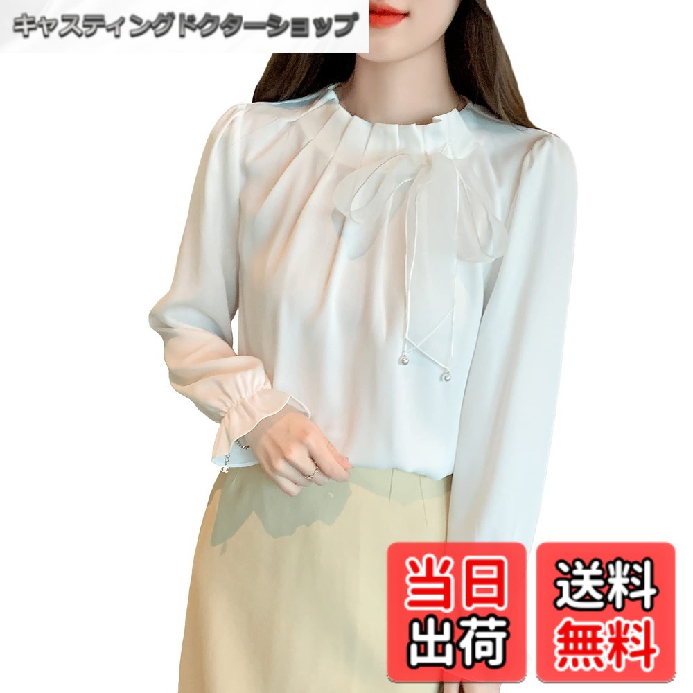 【送料無料】[Bolan　Verl] レディースファッション リボン ブラウス シフォン フ...