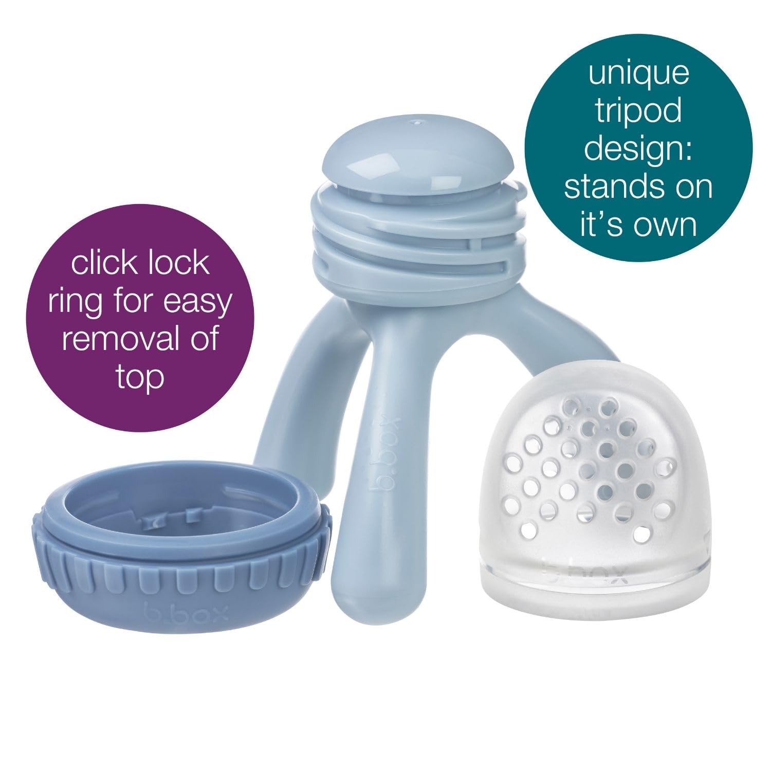 キャスティングドクターショップの【送料無料】b.box(ビーボックス)【Silicone Fresh Food Feeder シリコンフレッシュフードフィーダー】lullaby blueララバイブルー 101408｜アングル2