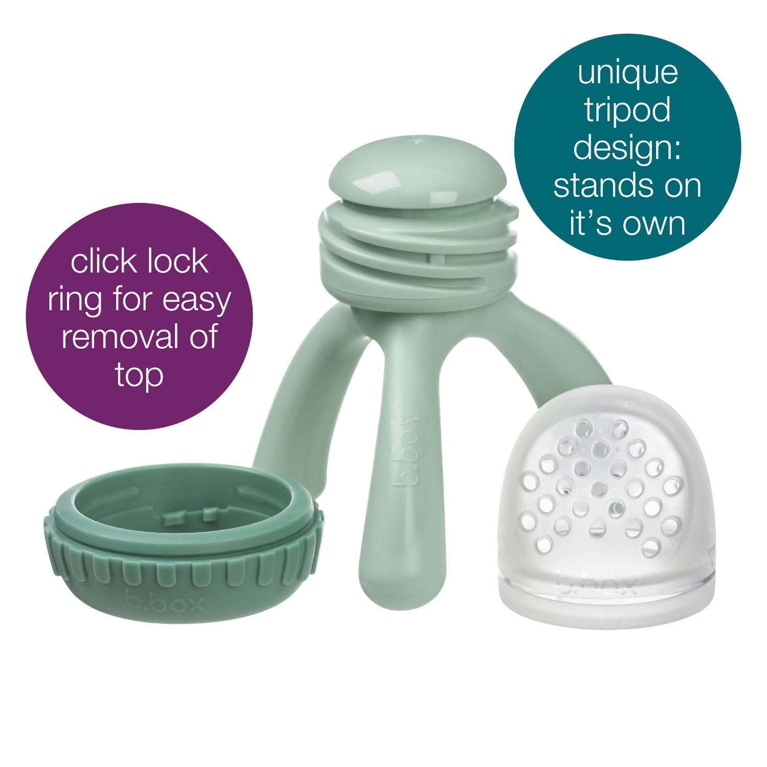 キャスティングドクターショップの【送料無料】b.box(ビーボックス)【Silicone Fresh Food Feeder シリコンフレッシュフードフィーダー】sageセージ 101410｜アングル2