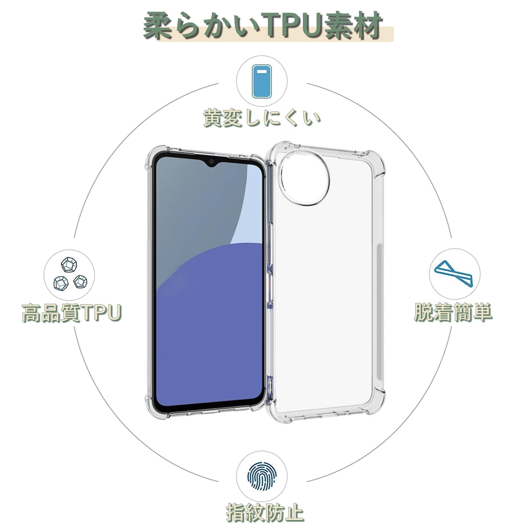 キャスティングドクターショップの【送料無料】AQUOS wish4 SH-52E 用 ケース アクオス wish4 SH-M27 用 カバー ソフト クリア TPU ウィッシュ 4 対応 バンパー ストラップホール 透明 衝撃吸収ポケット内蔵 耐衝撃 SMPURF SPCAW4｜アングル3