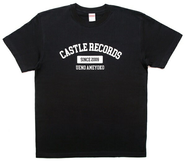 【¥↓】 CASTLE-RECORDS T-shirts “college” (BLACK x WHITE)