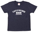 【￥↓】 CASTLE-RECORDS Kids T-shirts “college” (DARK HEATHER NAVY x WHITE)