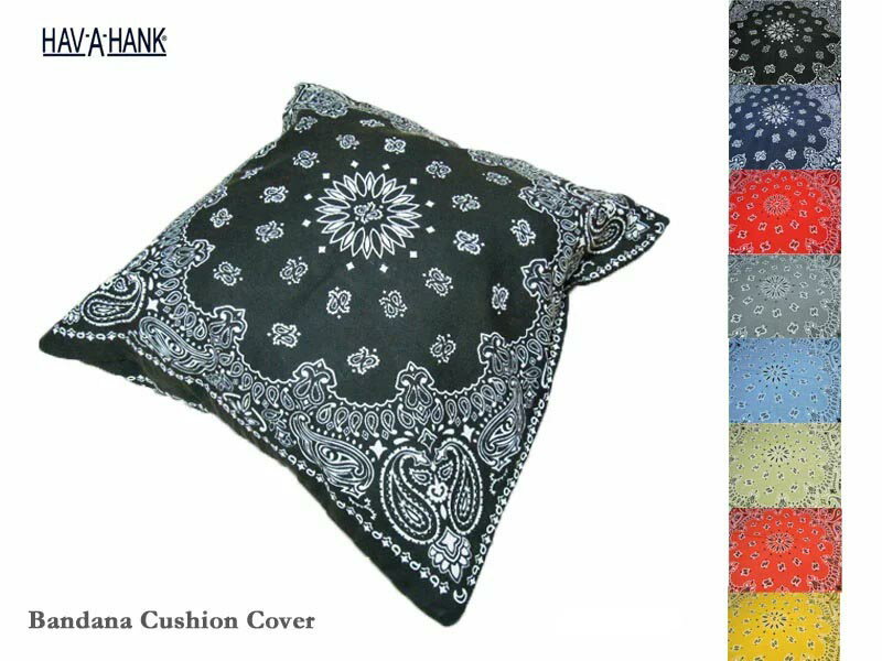 ＜ネコポス対応＞【HAV A HANK】ハバハンク Bio（ストーンウォッシュ）加工　Bandana Cushion Cover バンダナ素材クッションカバー