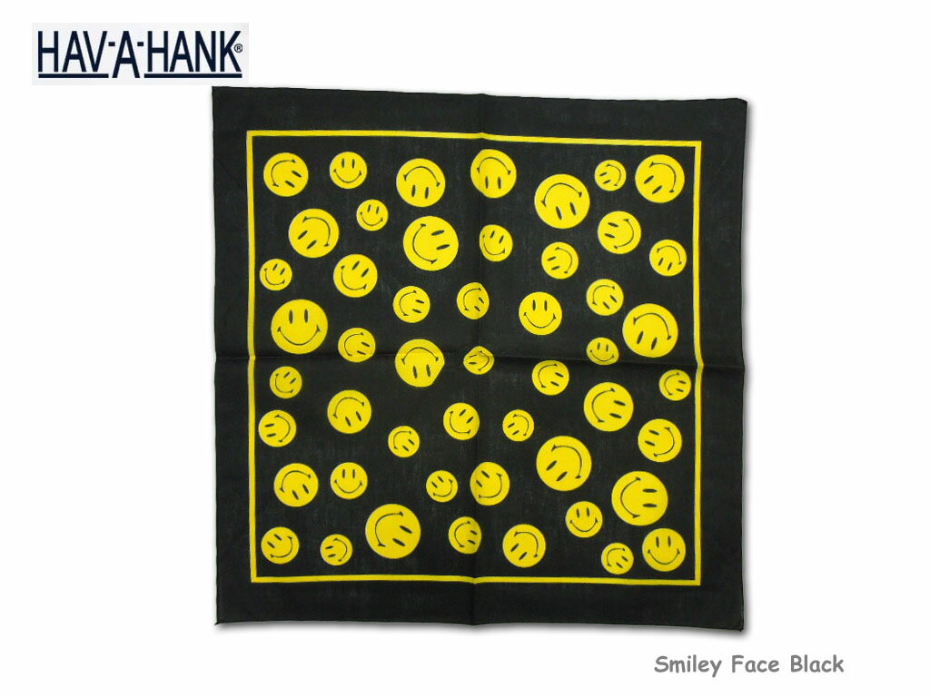 ＜ネコポス対応＞【HAV A HANK】ハバハンク smiley face black 　スマイルフェイス