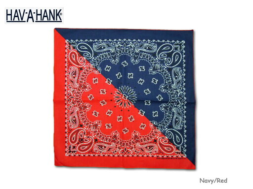 <ネコポス対応>【HAV A HANK】ハバハンク Half & Half Bandana ハーフ&ハーフ・バンダナ Navy/Red <ネコポス対応>【HAV A HANK】ハバハンク Half & Half Bandana ハーフ&ハーフ・バンダナ Navy/Red