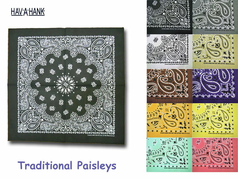 ＜ネコポス対応＞【HAV A HANK】ハバハンク PAISLEY Bandana　ペイズリー・バンダナ