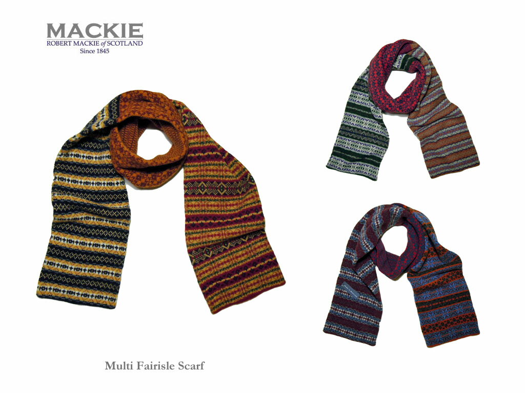 【Robert MACKIE】Multi Fairisle Scarf(B) ロバート マッキー マルチ フェアアイル マフラー