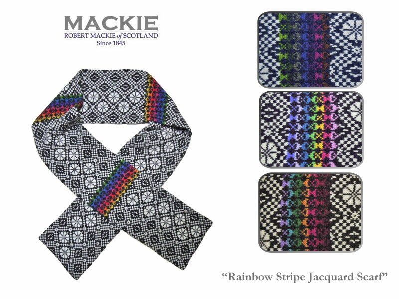 【Robert MACKIE】ロバート・マッキー Rainbow Stripe Jacquard Scarf レインボーパターン・マフラー