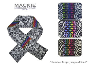 【Robert MACKIE】ロバート・マッキー Rainbow Stripe Jacquard Scarf レインボーパターン・マフラー