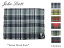 ジョンスコット マフラー 【送料無料】【John Scott】ジョン・スコット Tartan Check タータンチェック・カシミア・ウール・ストール