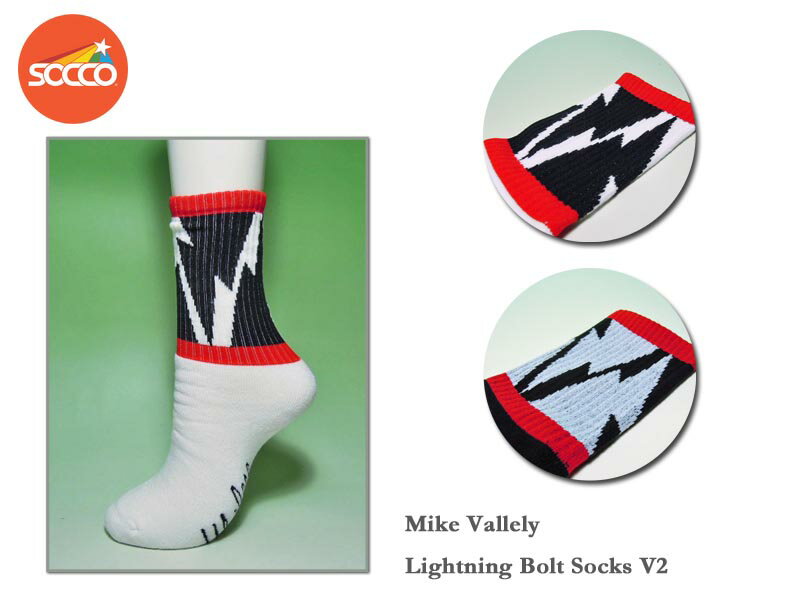 ＜ネコポス対応＞【SOCCO】ソッコ Mike Vallely Lightning Bolt Socks V2 マイク・ヴァレリー　ライトニングボルト・ソックス