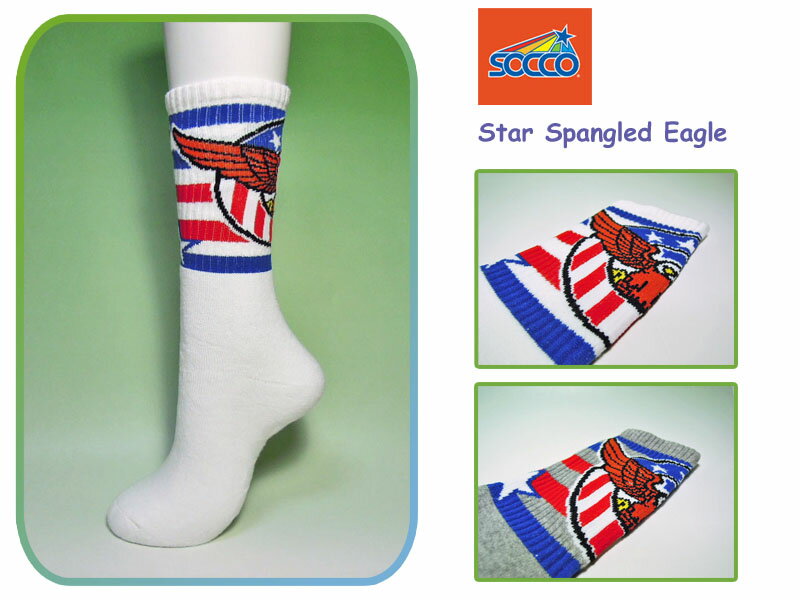 楽天ジェイスタジアム＜ネコポス対応＞【SOCCO】ソッコ Star Spangled Eagle Crew Socks アメリカンイーグル・クルーソックス