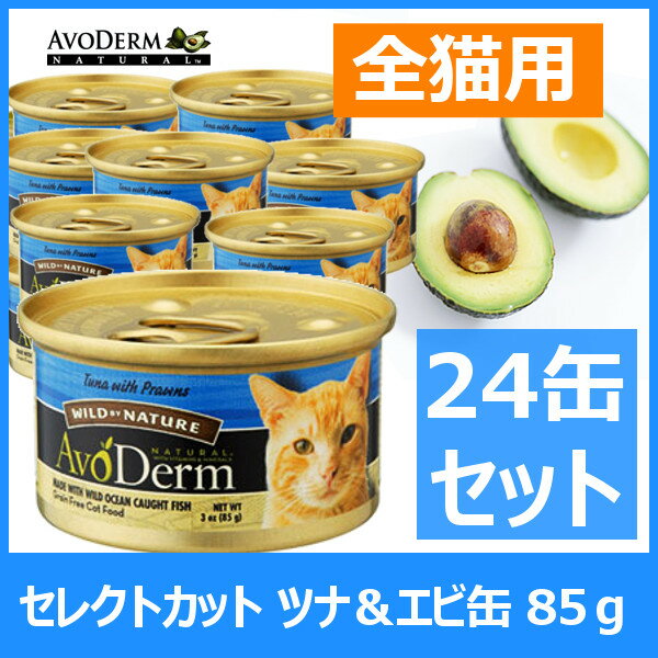 【200円offクーポン対象】送料無料 アボダーム 猫缶 セレクトカット ツナ&エビ 85g×24個セット 缶詰 [AA] キャットランド【D】