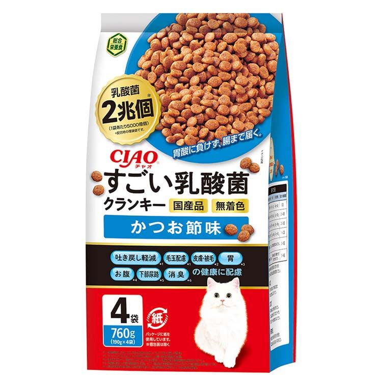 乐天商城 - キャットフード ペットフード 猫用品 CIAO すごい乳酸菌クランキー かつお節味 P-302 猫 乳酸菌 CIAO 毛玉 かつお 食べやすい ペット用品 食物繊維 ドライフード CIAO 【TC】