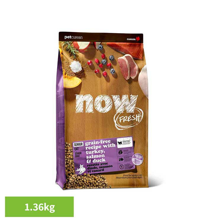 NOW シニアキャット＆ウェイト 1.36kg キャットフード グレインフリー プレミアムフード ミールフリー 生肉 野菜 フルーツ 手作り 小粒 ダイエット グローバルペットニュートリション 【B】(4.0)