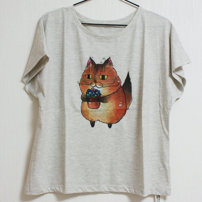 ひこ屋ドルマンTシャツ（チョビパンジー）／　Tシャツ　猫　ネコ　cat