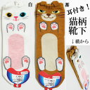 ネコ柄靴下 アンクルソックス(猫 耳付き)/ レディースソックス 23〜25cm