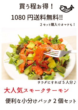 【送料無料】スモーク サーモン　50g×2pc　2セット以上でオマケも！　訳あり　無添加