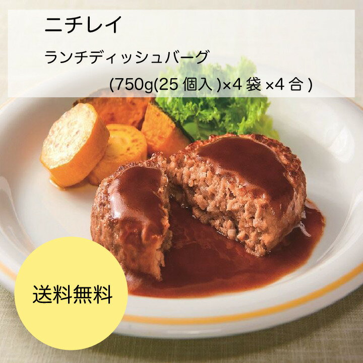 【送料無料】【業務用】【大容量】ニチレイ　ランチディッシュバーグ　(750g(25個入)×4袋×4合)