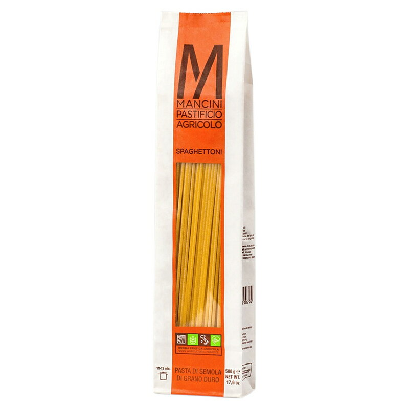 マンチーニ スパゲットーニ/1ケース/500g×12個/直径:約2.4mm/ゆで時間:約15〜17分