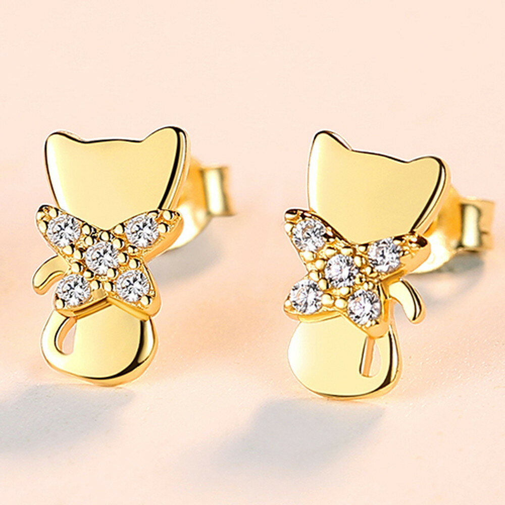 楽天猫好き猫グッズの店 キャットノワ【数量限定！50％OFF半額セール】SALE 【送料無料◎プチプラ猫ピアス 両耳用】 スターリングシルバー925 スタッドピアス ゴールド シルバー 猫モチーフ アクセサリー ジュエリー 猫グッズ 猫好き 女性 プレゼント ギフト かわいい おしゃれ 誕生日 人気【Xmas・クリスマス】