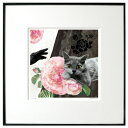 猫夢アート版画 「薔薇」(冬物語)コラット 黒猫【猫アート】【額 版画】【送料無料】