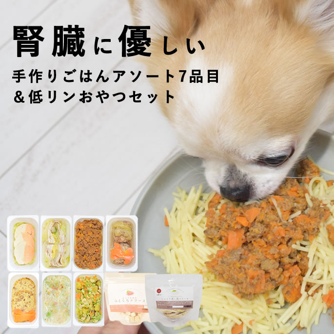 Premium - 【割引クーポン配布中】犬 腎臓に優しい7品目＆低リンおやつセット【ハウンドカム食堂】無添加 犬 おやつ 腎臓 サポート トッピング 老犬 シニア フード ウェットフード まとめ買い 食欲 食いつき 食べムラ ドッグフード