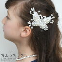 【訳ありアウトレット】パールとビジューのちょうちょ　ヘアクリップ 　レース　ヘアアクセサリー ［アクセサリー］TAK