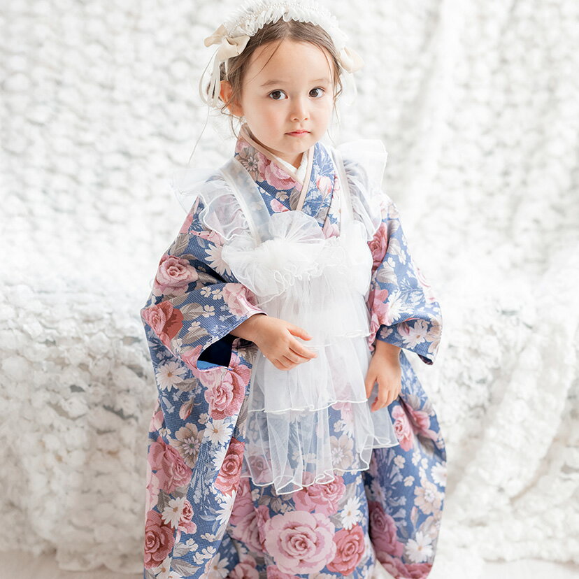 楽天市場】七五三 着物 3歳 アンティーク（カラーブルー）（着物セット
