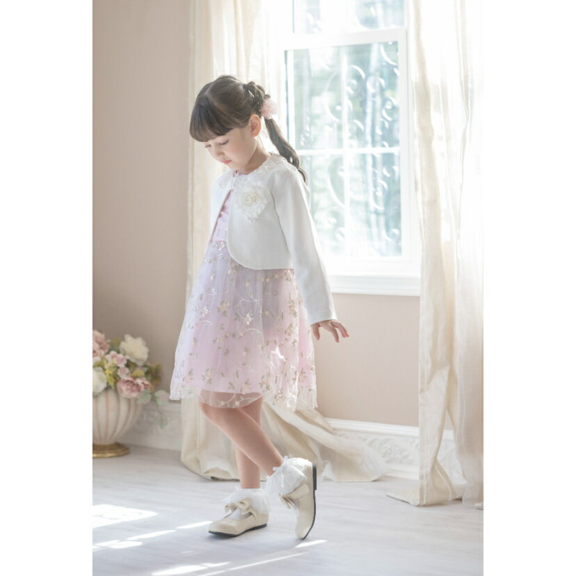 【卒入学・目玉セール】入学式 女の子スーツ 刺繍チュールワンピース＆ポンチボレロ アンサンブル 女の子服 キャサリンコテージ 女児フォーマル セレモニー TAK