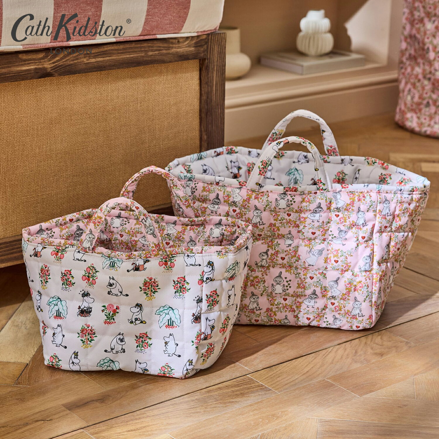 【ポイント5倍〜11/27 01:59迄】キャス キッドソン 公式 ムーミン キルテッド ストレージ 2個セット / かご ボックス バスケット カゴ 収納 収納かご 収納ボックス おしゃれ キャスキッドソン Cath Kidston n251024