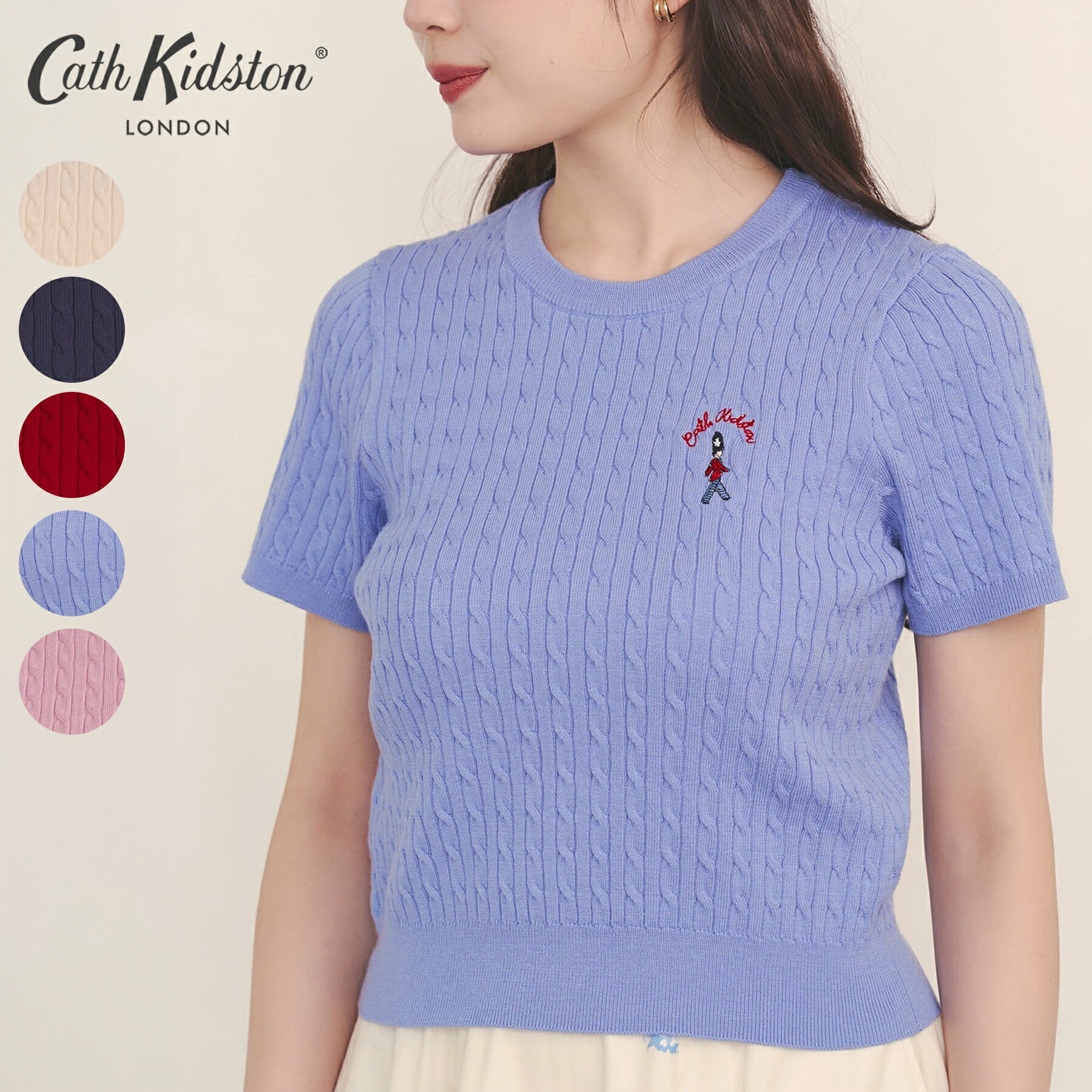 キャス キッドソン 公式 ショートスリーブライトニットトップス Queenie's London / レディース キャスキッドソン Cath Kidston n260220 46LS