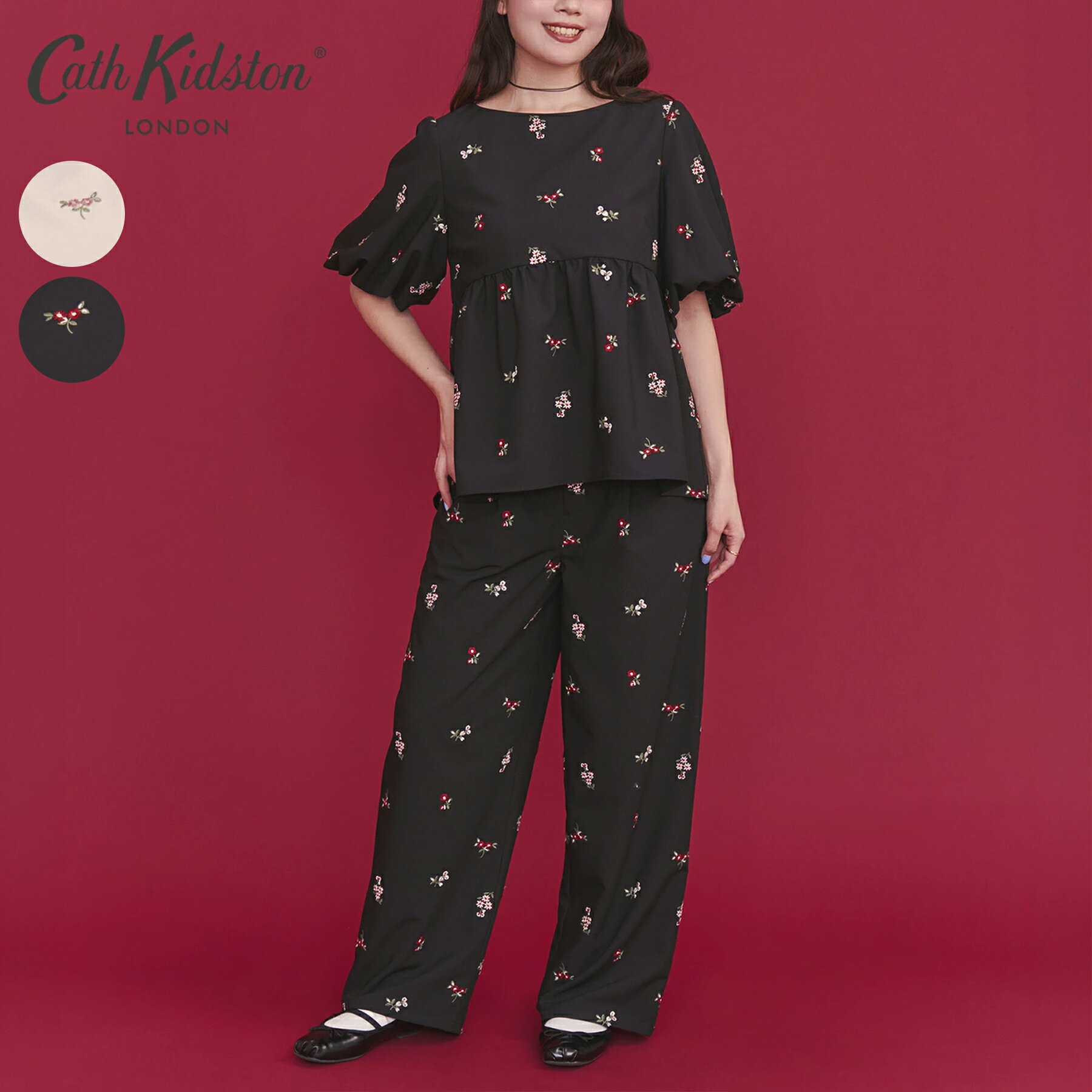 キャス キッドソン 公式 総柄刺繍ストレートパンツ Ditsy Floral Embroidery / レディース キャスキッドソン Cath Kidston n260220 ホワイトデー