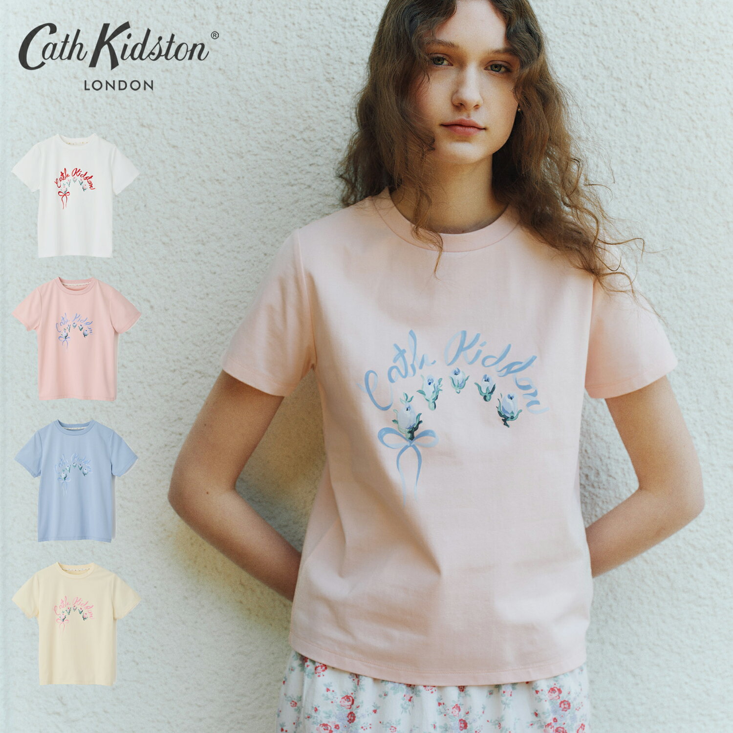 キャス キッドソン 公式 ベーシックTシャツ Ribbon Floral / レディース キャスキッドソン Cath Kidston n260424
